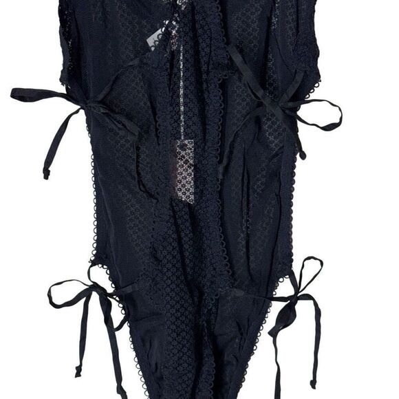 We Are HAH x REVOLVE High Tied Bodysuit in Noir Mesh NWT S - Picture 10 of 11